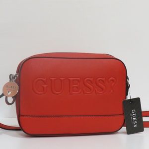 NEW GUESS RIDGEN LOGO, BRIGHT RED CROSS BODY BAG